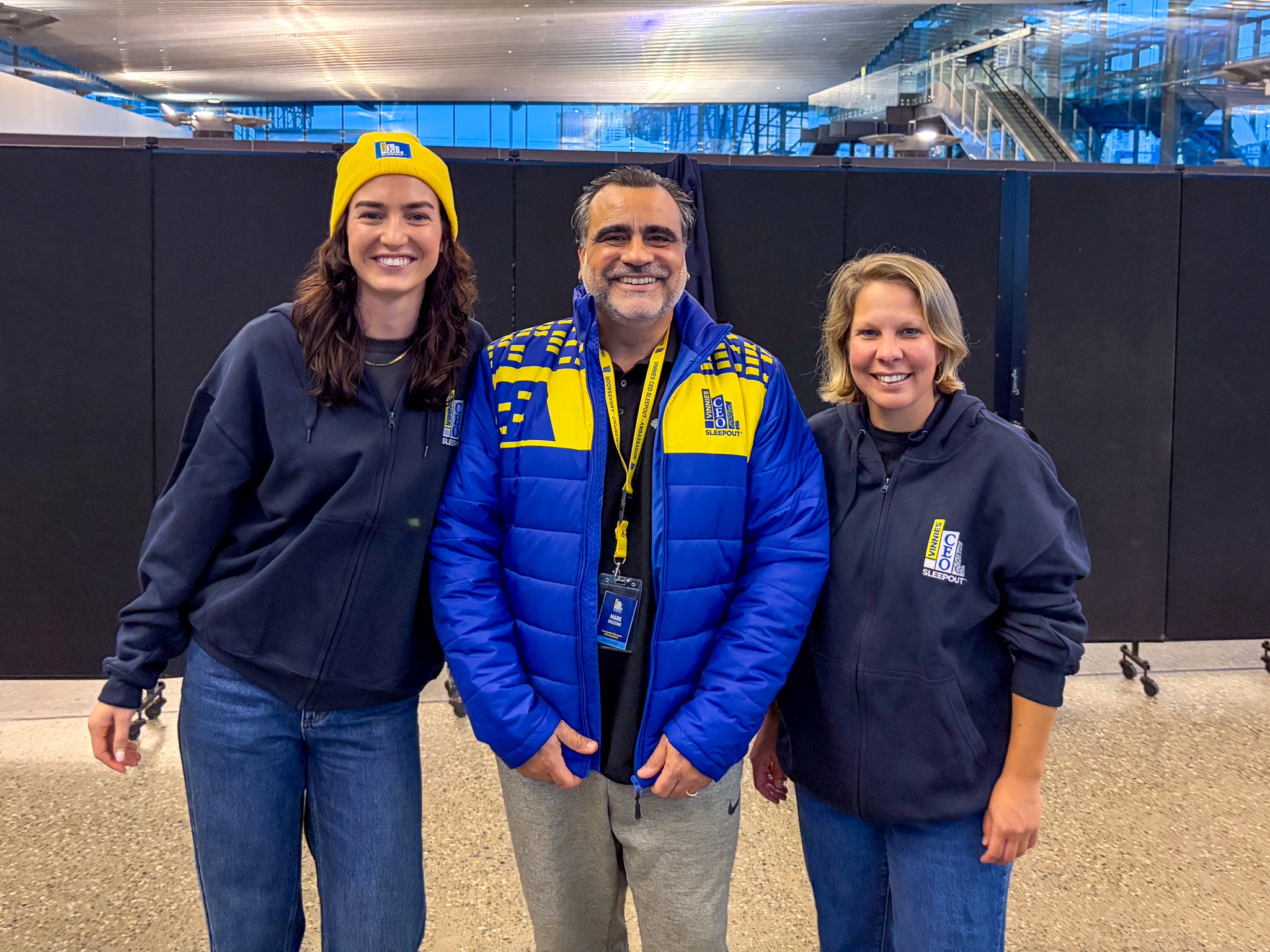 CEO, Mark Bruzzone with two Abergeldie volunteers