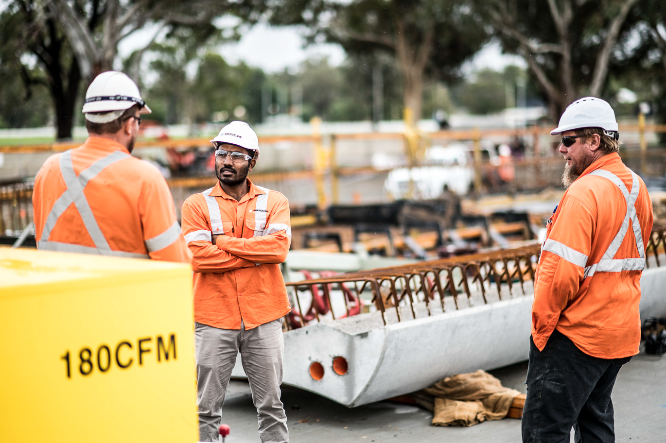 People on site at the Camp Street Bridge