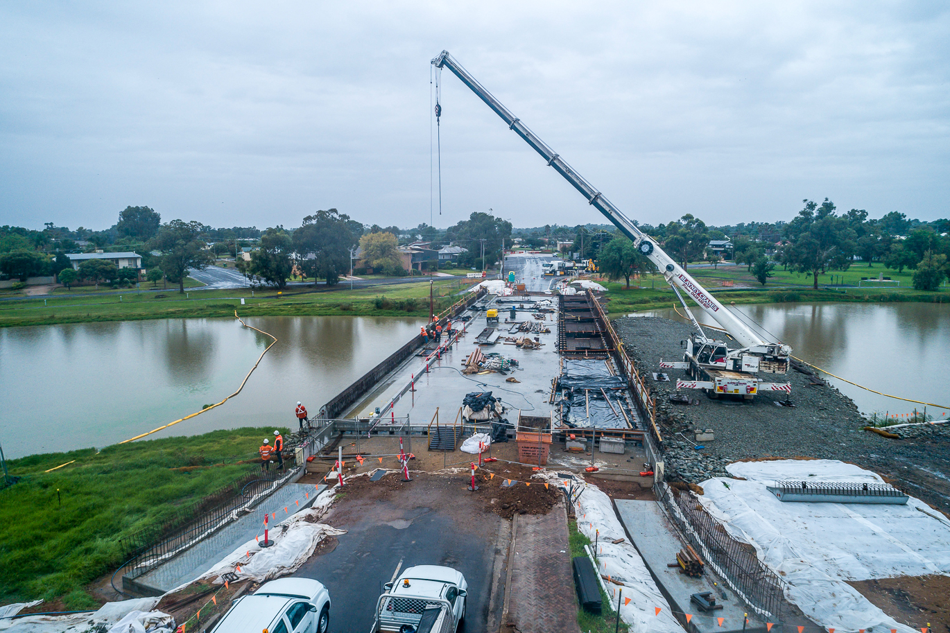 Crane works at the Camp Street Bridge