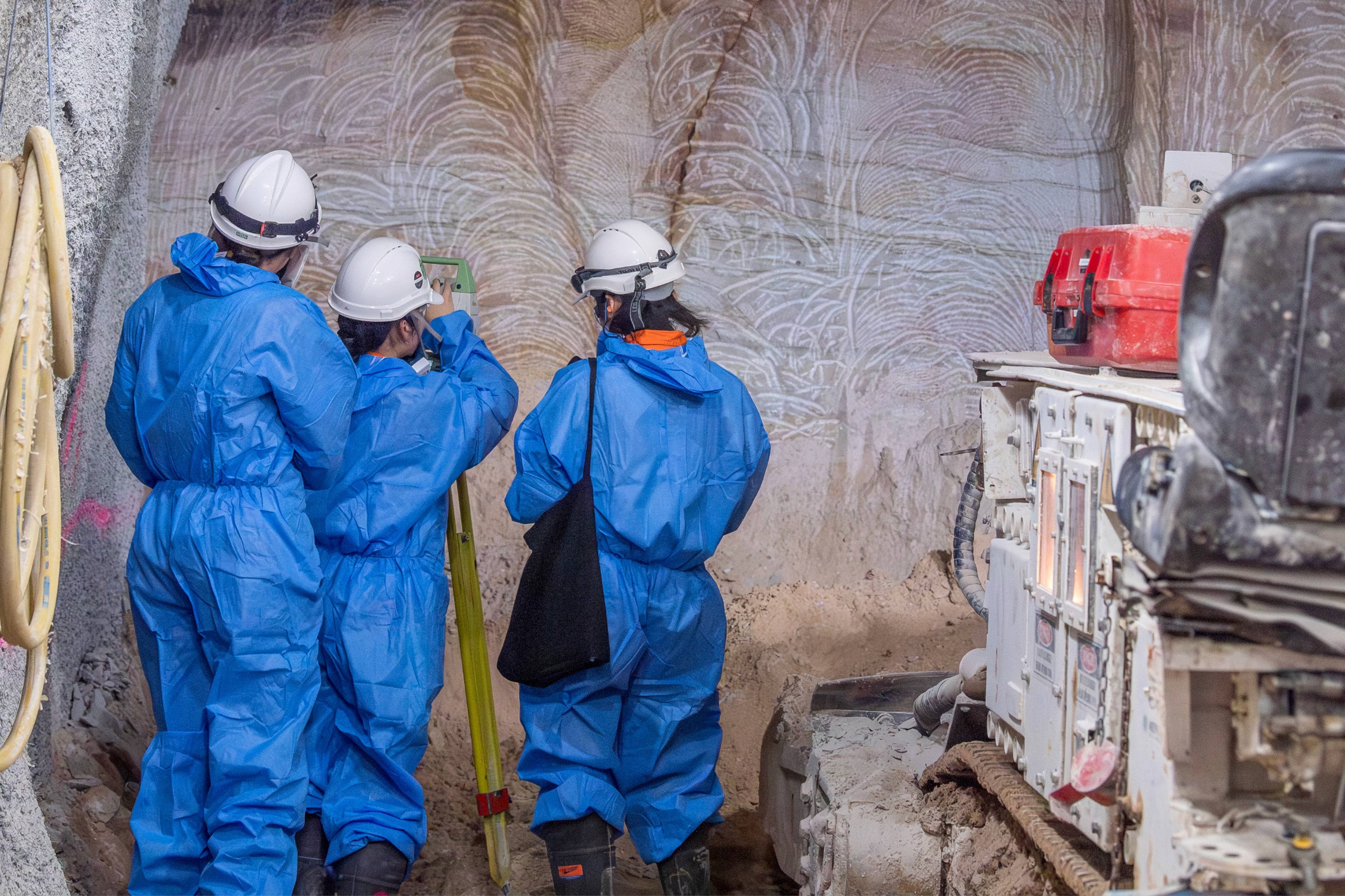 People carrying out testing on the Sandstone Pedestrian Tunnel