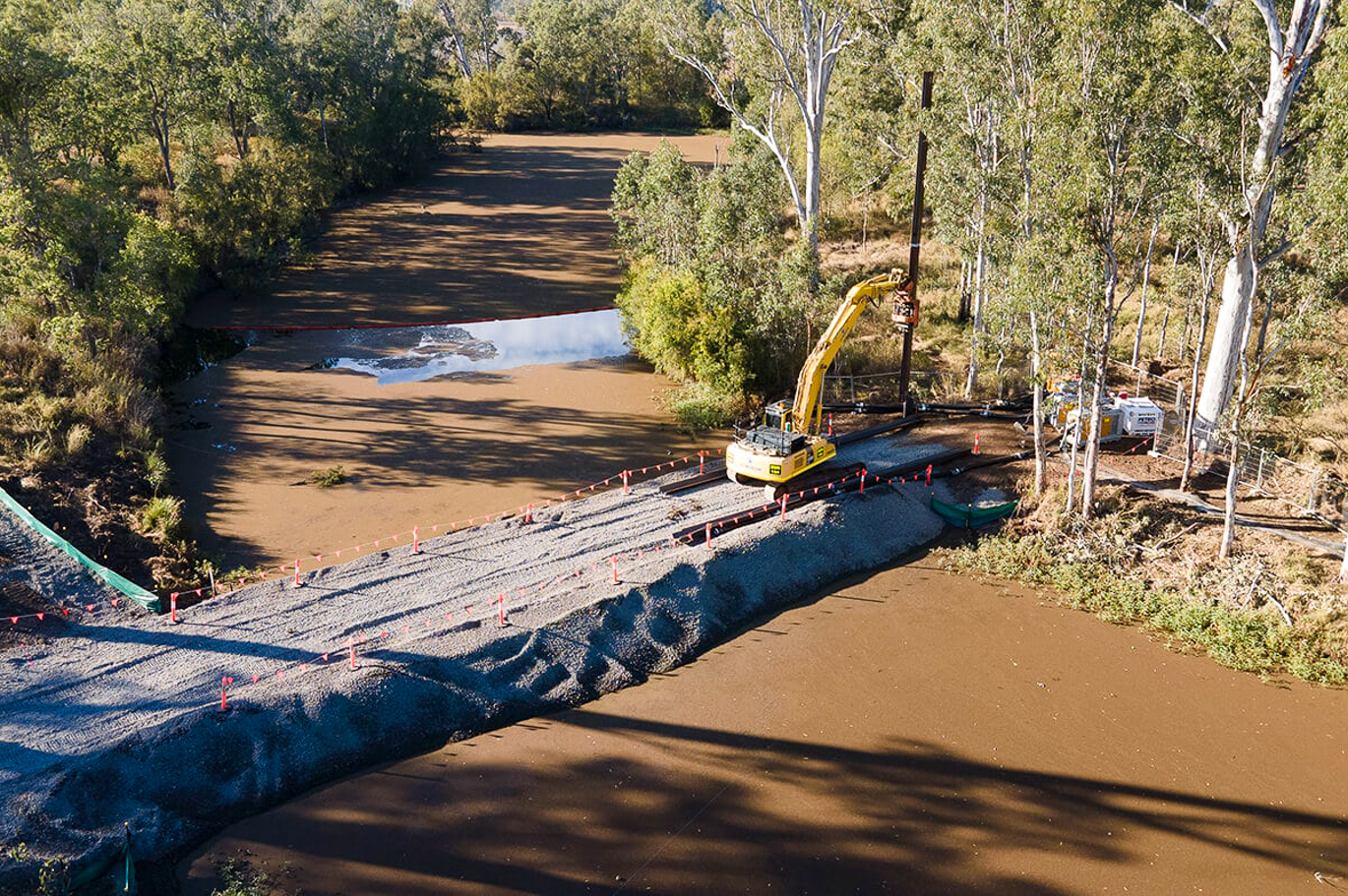 Construction works on the Silverleaf Weir Upgrade