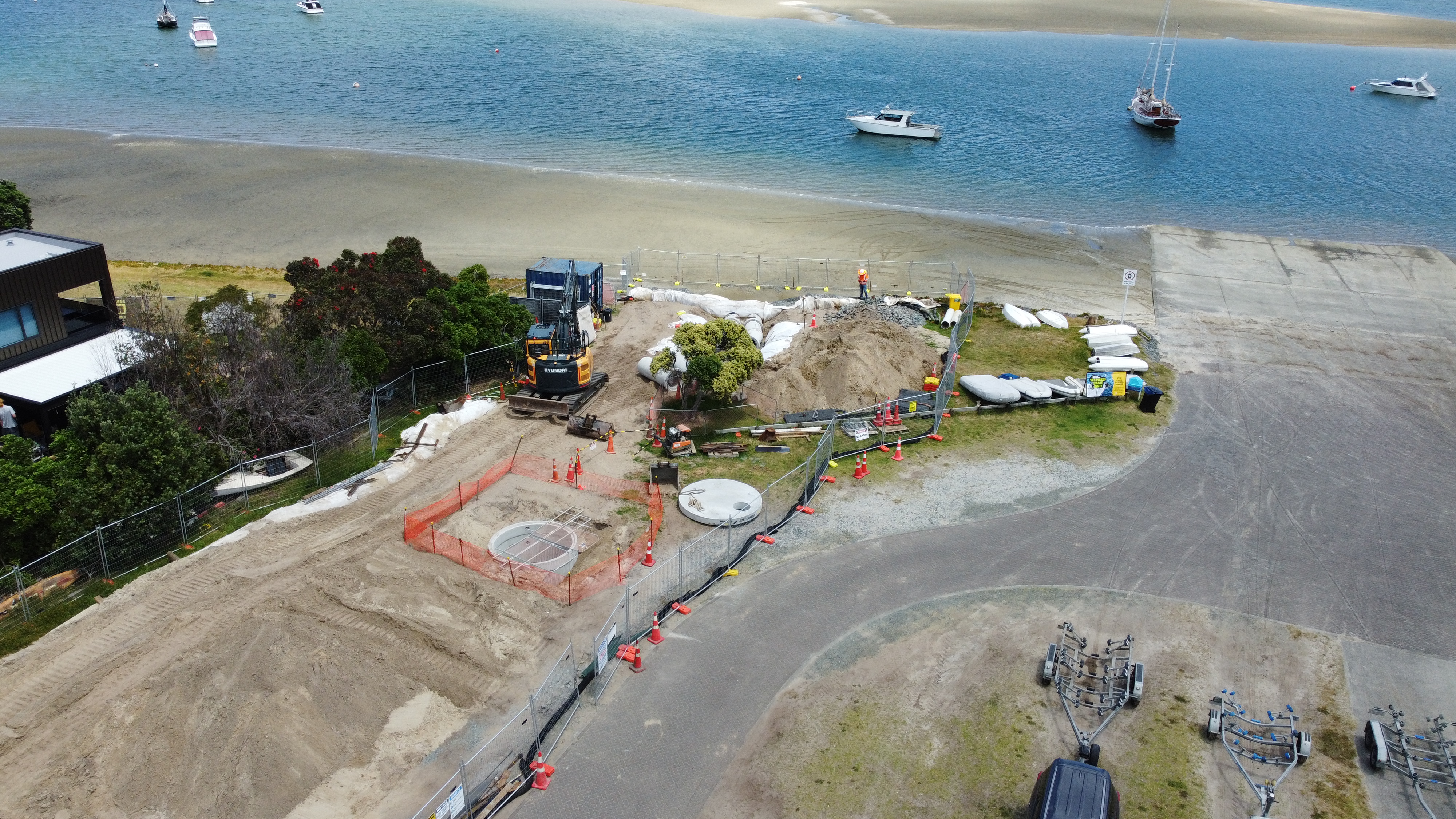 Construction of gabion wall in and around water