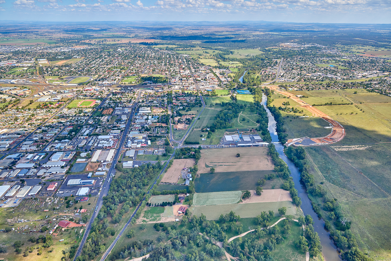 Aerial shot of New Dubbo Bridge