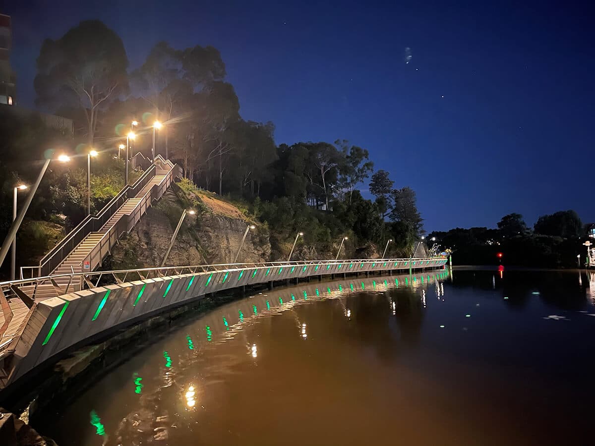 Completed Parramatta Boardwalk at night