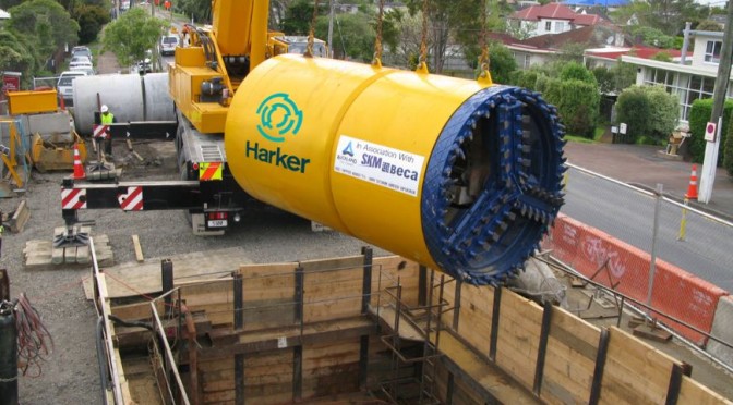 Harker TBM being liften up from a tunnel