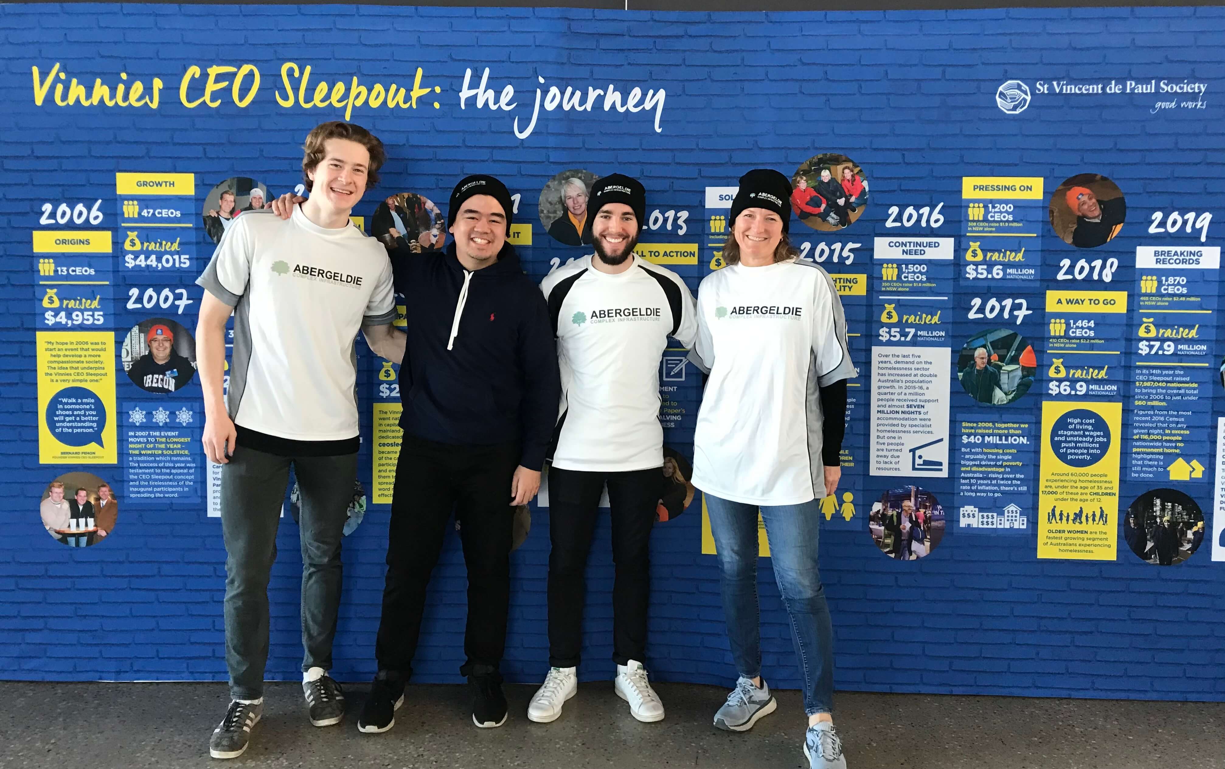 Photo of Joseph, Darren, Lachlan and Robin at the CEO Sleepout