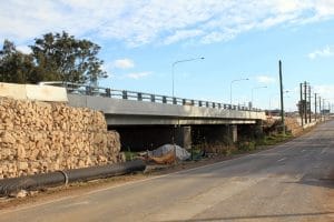 The underside of the newly installed Schofields Road creek crossing