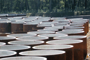 Stored composite shaft liners at Dendrobium site