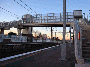 Adamstown Station Footbridge North Facing at dusk