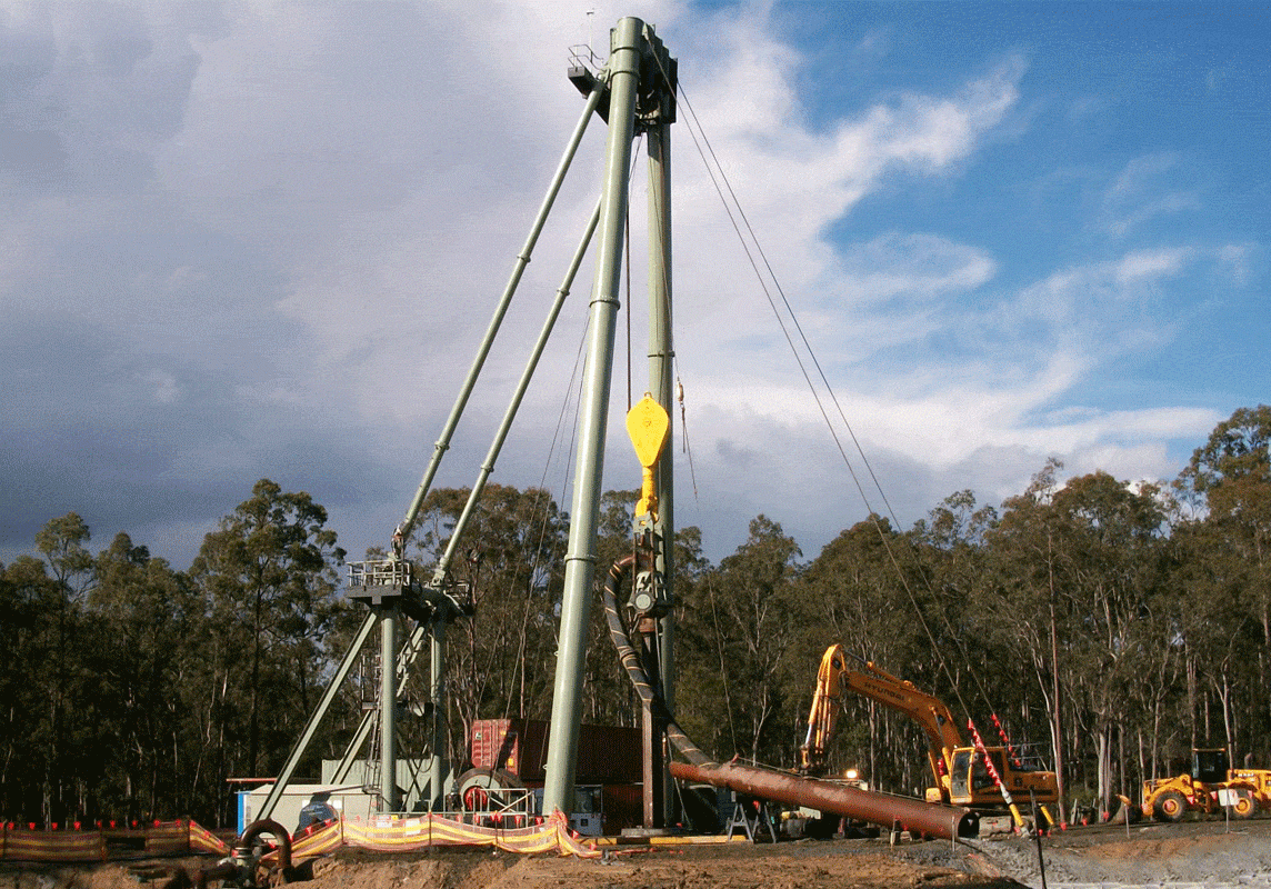 Blind boring rig drilling on mine site