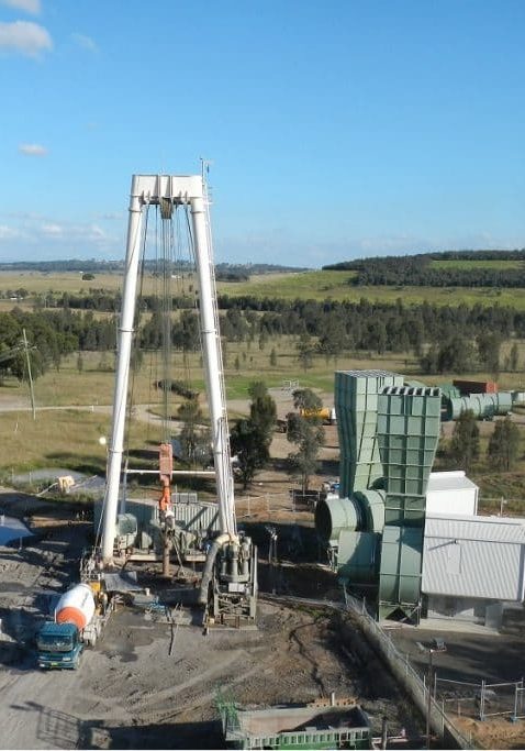 Birds view of bllind bore drill rig onsite